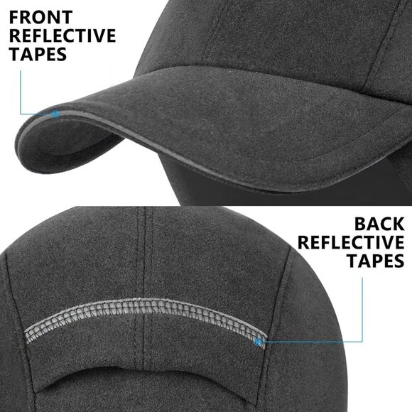 〽️Women\'s Dark Grey Winter Reflective Fleece Ponytail Hat with Ear Warmers main image 6